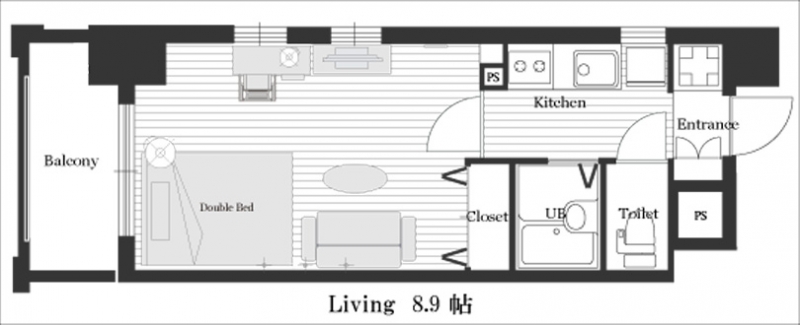 CMMクリステート京都【テレワークにおすすめ!】WIFI完備・机・椅子設置済み  9F ダブルルーム ダークタイプ号室