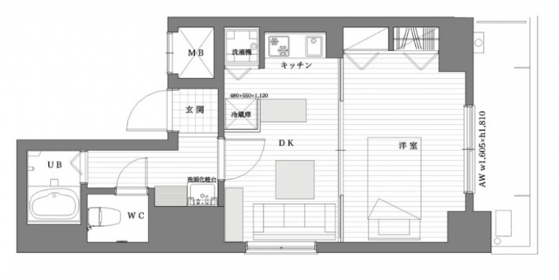 エステムコート京都烏丸　1DK