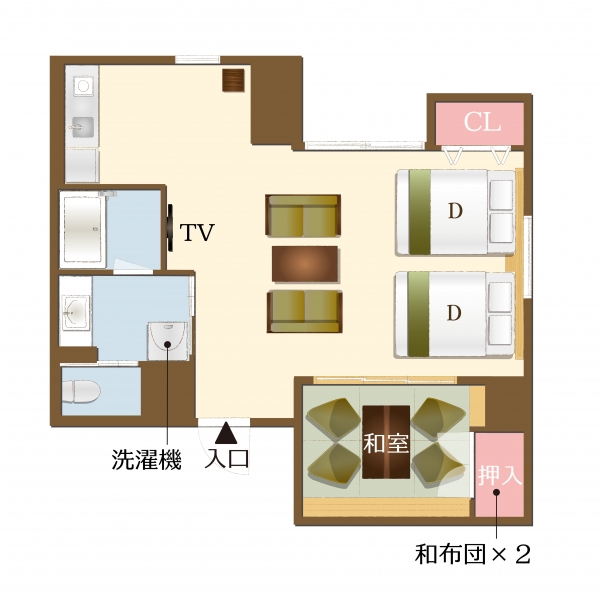RESI STAY HOTEL SUN CHLORELLA　　アパートメントホテル　  Japanese Suite A号室